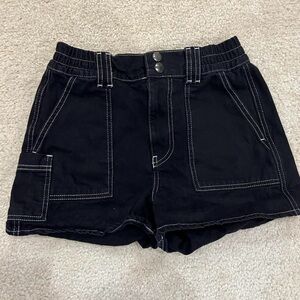 BDG Black Utility Cargo Shorts with White Contrast Stitching
